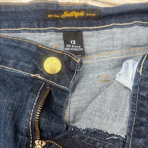 SouthPole Bermuda Shorts 13 Stretch Denim Embellished Y2K Skater Jesse Pinkman - Picture 5 of 8